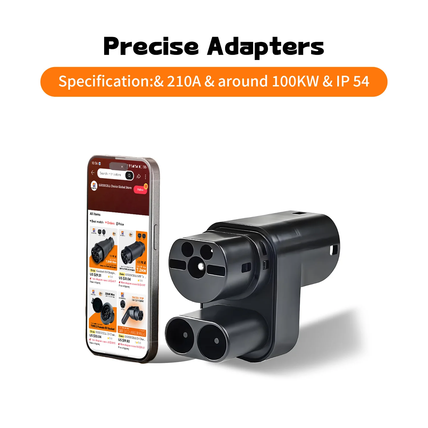 GOODCELL CCS2 a Type2 EV Adaptador convertidor DC 210A 86KW CCS Combo 2 a Type2 Adaptador de carga de vehículo eléctrico