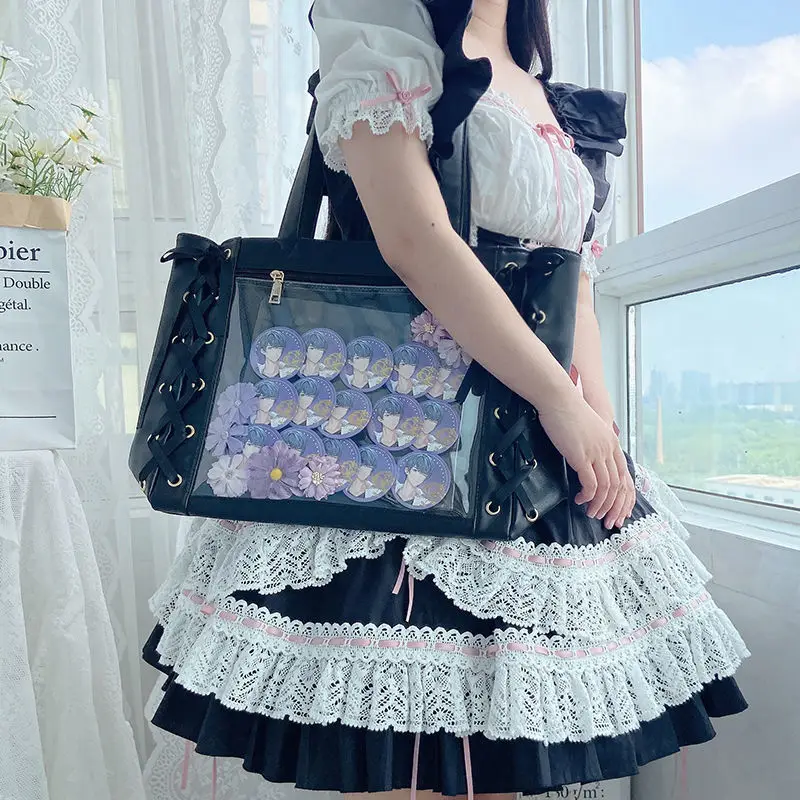 

HAEX Kawaii Lolita DIY Ita Bags Female High Quality PU Japanese Style JK Shoulder Bolso Mujer Ribbon Bow Women's Bag 2023 Trend