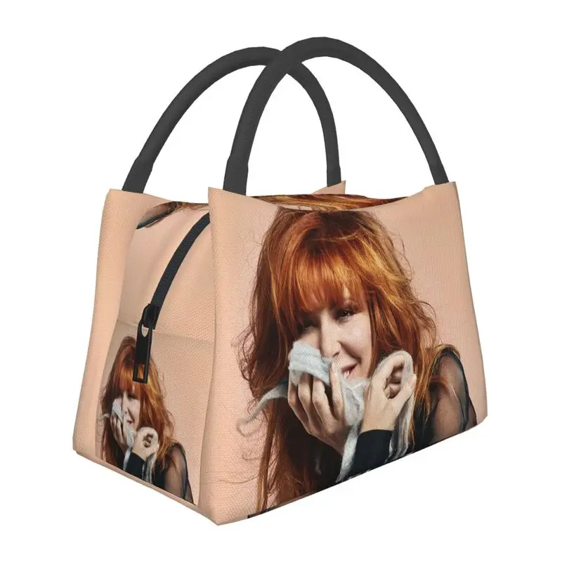 

Mylene Farmer Thermal Insulated Lunch Bags Women Portable Lunch Tote for Outdoor Picnic Multifunction Meal Food Box