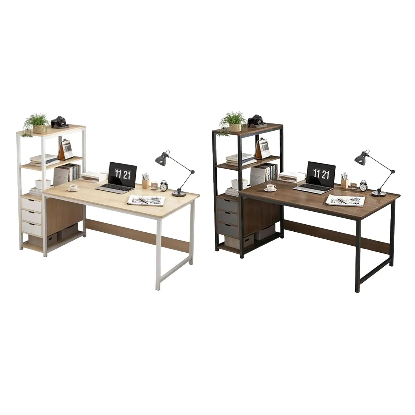 Office Desk Computer Desk with Three Drawer with Open Storage Shelf Corner Desk