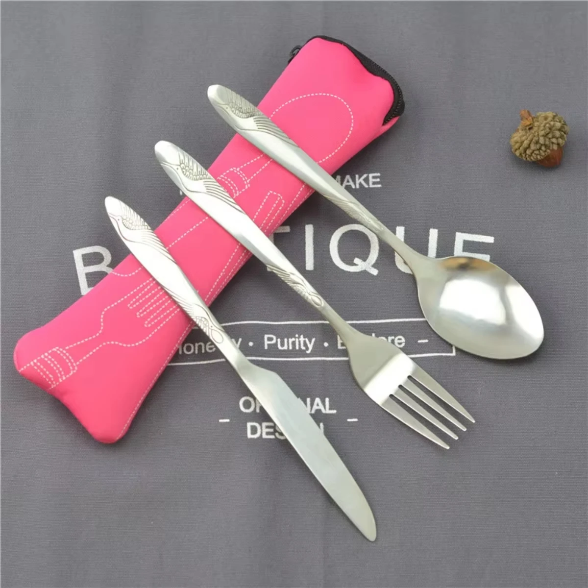 Set da picnic stoviglie lavabili con cerniera kit di posate da viaggio - immagine 4