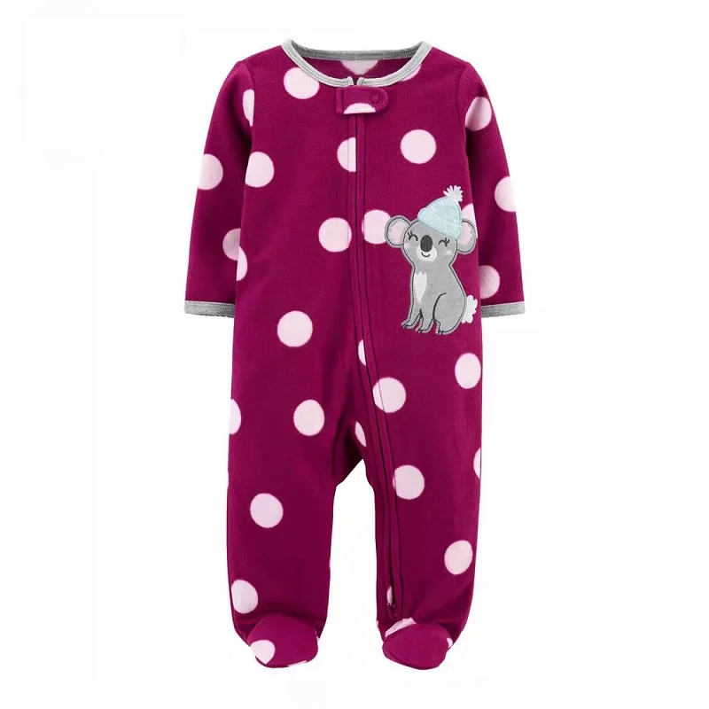 Newborn baby romper 0-12Months 2022 Spring Fall warm micro-fleece Infant Unicorn printed baby boy girl clothing jumpsuit footed vintage Baby Bodysuits Baby Rompers