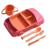 Durable Creative Car Shaped Dinner Plate Detachable Cartoon Kid's Lunch Plate with Cup Compartment Feeding Food Tray Gift