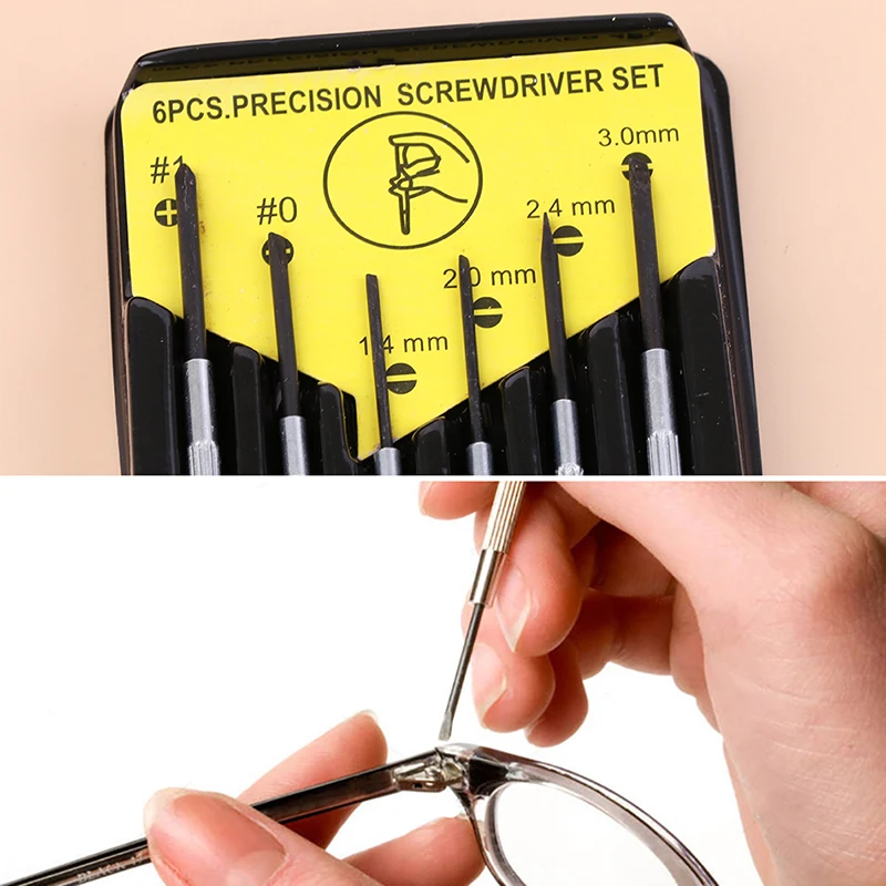 6Pcs Glasses Repair Screwdriver Set With Slotted Phillips Bits Tool Steel For Watch Glasses