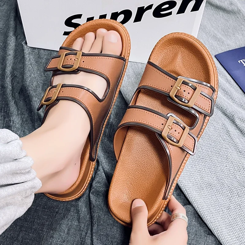 Men's hot summer slippers Internet celebrity outdoor beach shoes casual flip-flops fashion trend Hong Kong style sports sandals