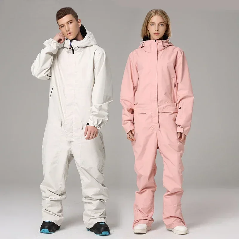 Women Men's New Ski Suit Loose Outdoor Snowboarding Jacket Windproof Waterproof One-Piece Skiing Set Thermal Jumpsuit