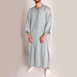 Durable Kaftan Arab Muslim Robe Men Jubba Thobe Long Sleeve Dubai Islamic Ethnic Gown Nightshirts Fashion Loose Casual Clothes