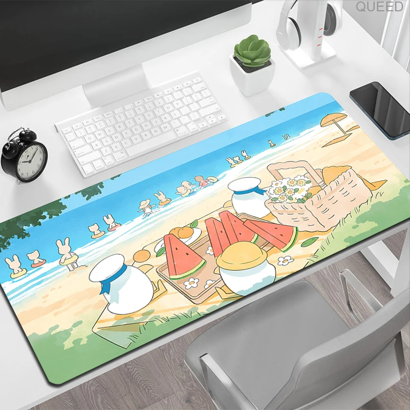 

Blue Xxl Mousepad Gaming Pc Keyboard Pad The Girl and Her Animal Friends Desk Mat Computer Desk Accessories Rubber Big Mouse Pad