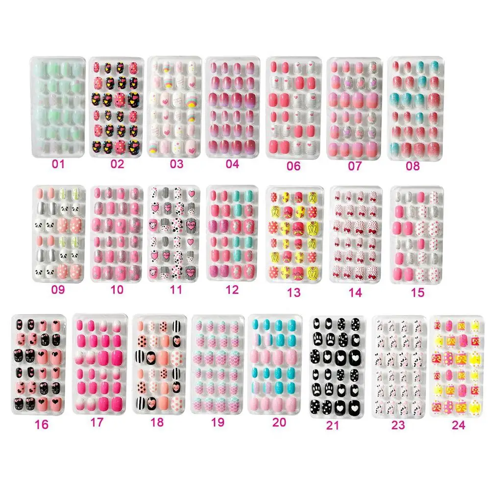 Cartoon Press On Candy Color Full Cover Fake Nails Nail Art False Nails Manicure Tips
