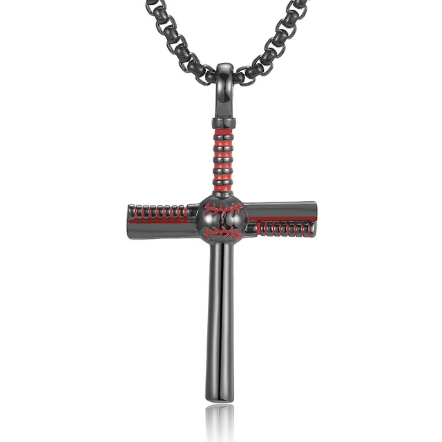 Men's Cross Alloy Outdoor Baseball Cross Necklace - Temu