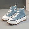 2024 Spring autumn Female Women High Top Sneakers Lace-Up Casual Plarform Height Canvas Non-slip Wear Resistant Vulcanize Shoes 1
