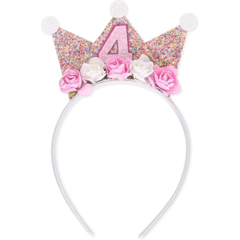 Sparkling Birthday Hairbands Headbands Costume Birthday Headpiece Baby Sequined Hair Hoop P31B