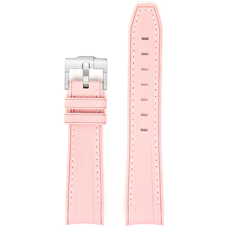 Diving Curved End Silicone Rubber Watch Strap, 20mm