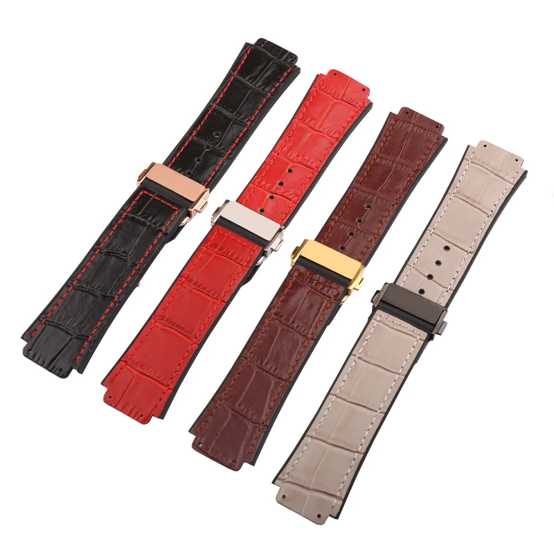 

Аксессуары для часов HUBLOT Hublot Big Bang серия бамбук кожаный силиконовый ремешок 25*19*22 унисекс Складная пряжка