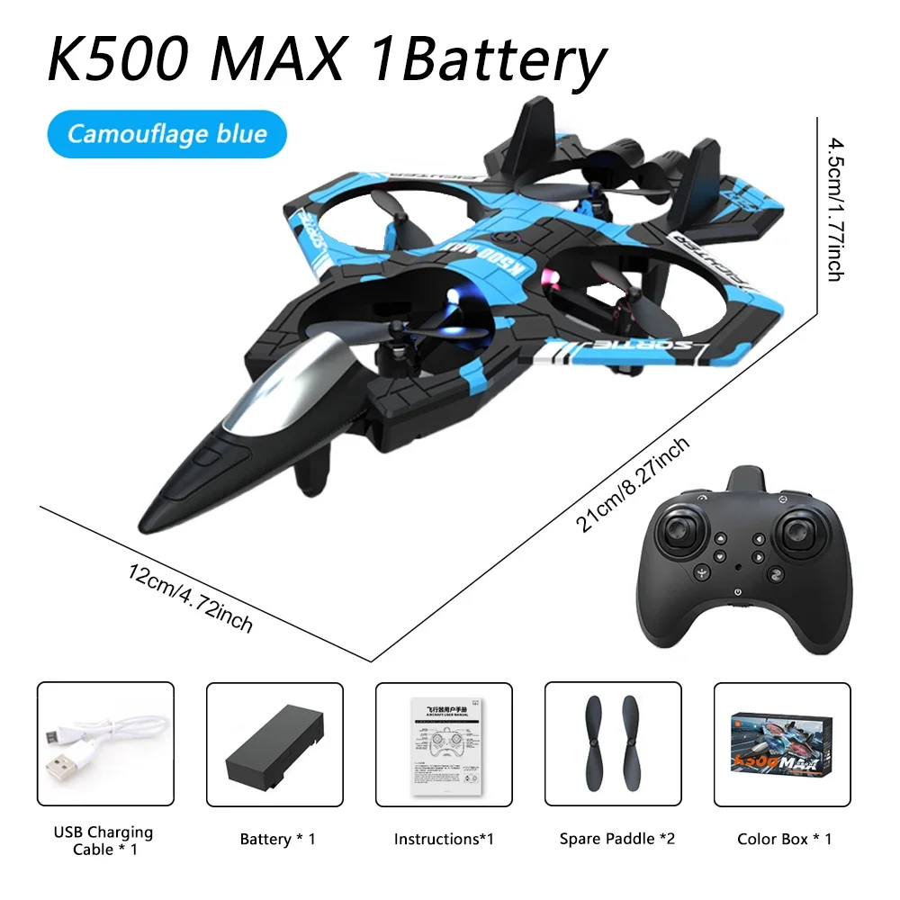 K500 MAX RC Plane Fighter 2,4 G Fernbedienung Stunt Glider 360 °   Rolling Flight Flying EPP-Schaumstoffflugzeug mit LED-Spielzeug für Kinder