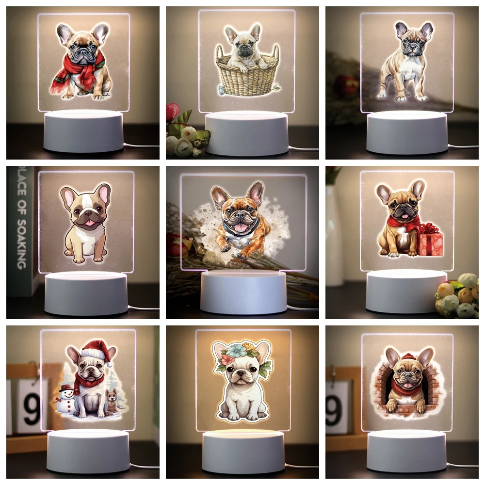 

French Bulldog Creative Table Bedside Lamp Usb Atmosphere Desk Lamp 3D Led Night Light Color Changing