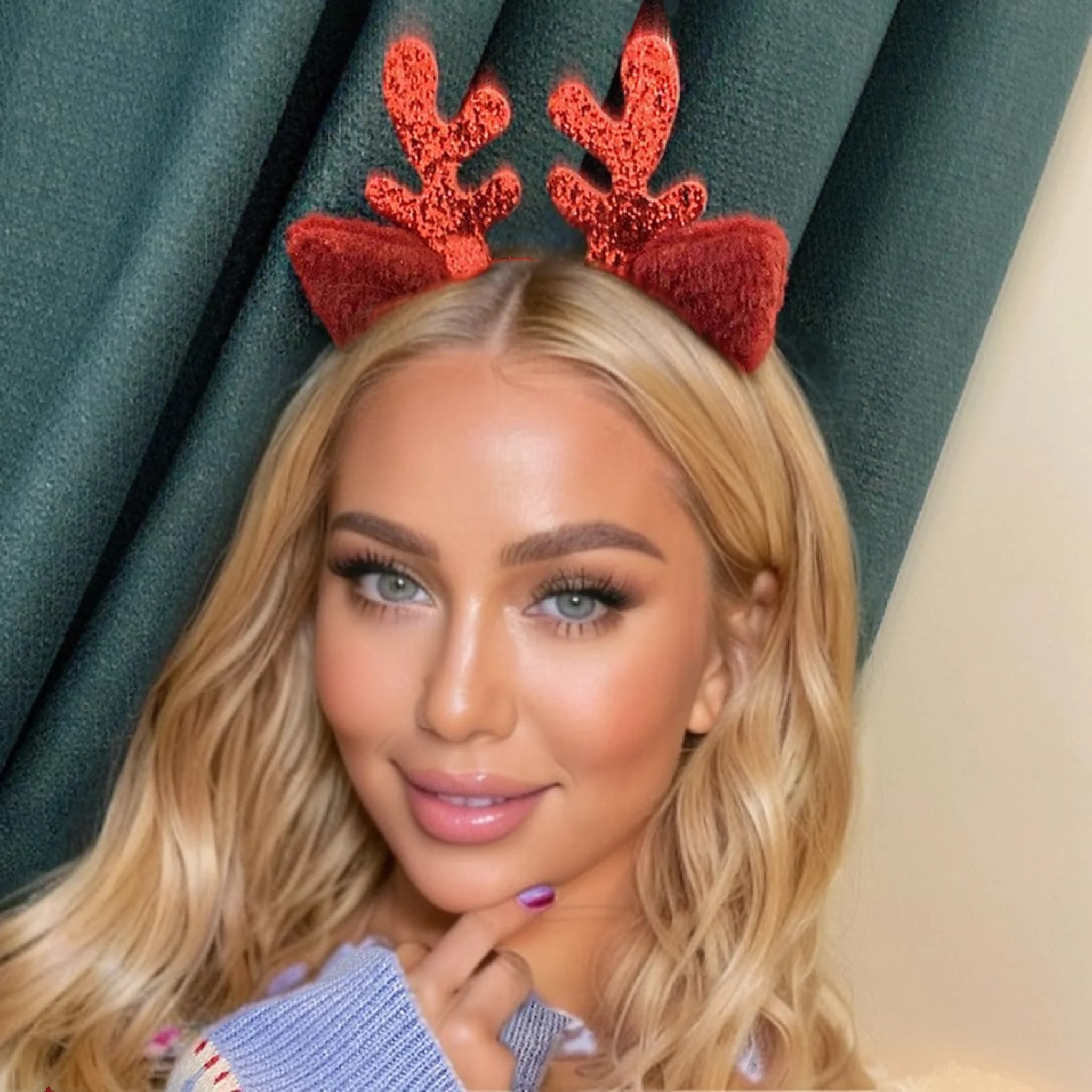 1PC Christmas Reindeer Antlers Headbands, Furry Xmas Deer , Festive Hair Accessories For Christmas Party&New Year