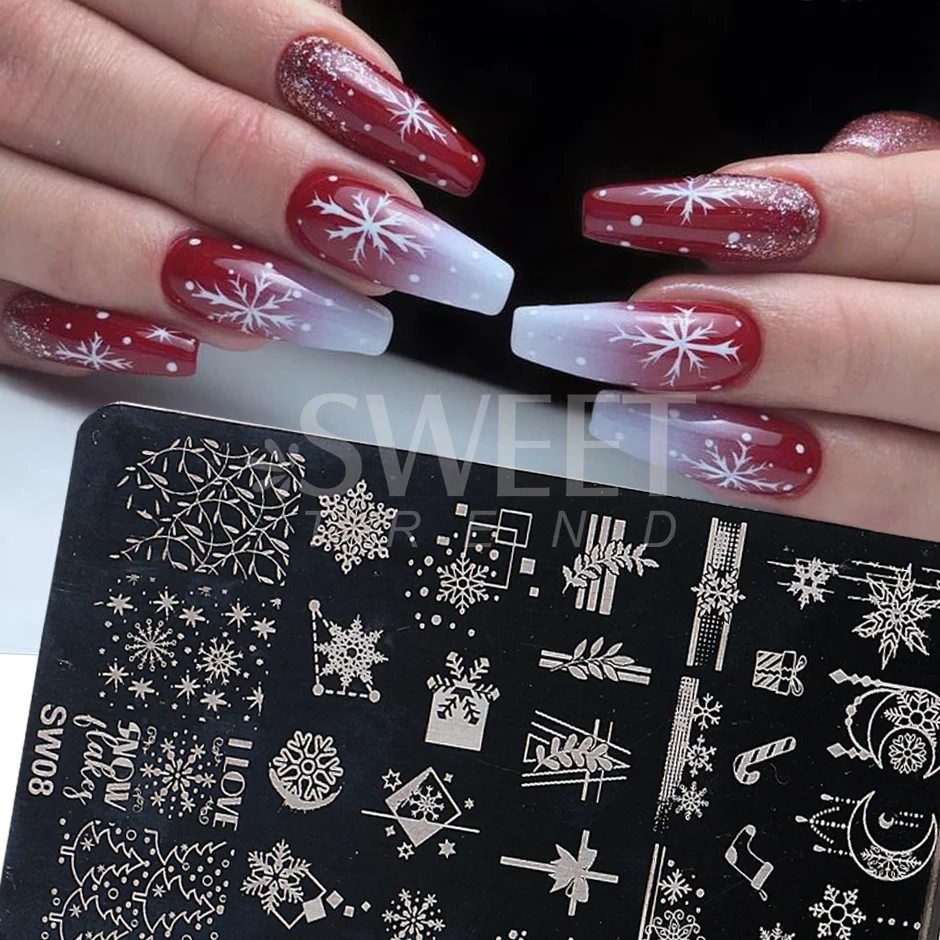 BEAUTYBIGBANG 4Pcs Nail Stamping Plate Christmas Theme - Santa