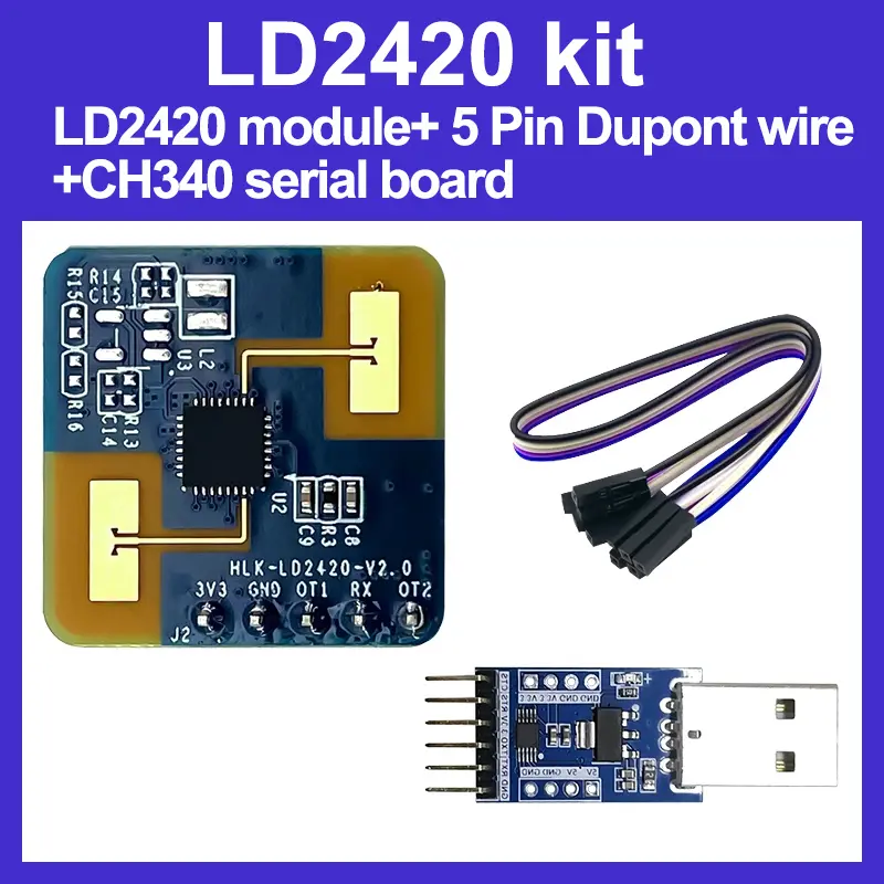 New HLK-LD2410C LD2410 LD2420 LD2410S 24GHz MMWave 5M Human Presence Radar Sensor Motion Module image 2