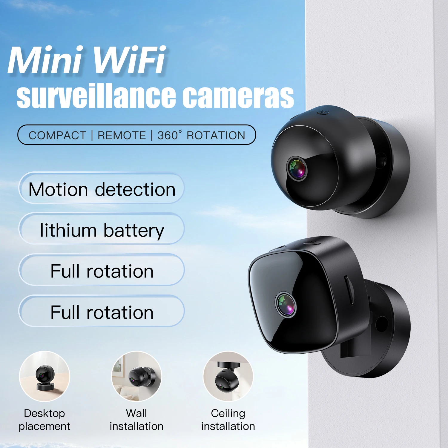 New 1080P Camera Wireless WiFi 2.4G Indoor Security Night Vision Camera Two-way Voice Video Recorder Anti-theft Remote Monitor 1