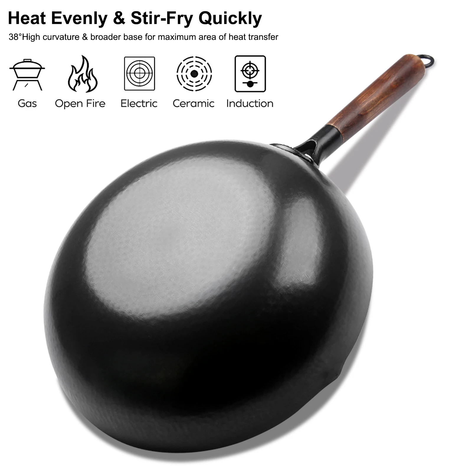 Hand Hammered Iron Wok 3
