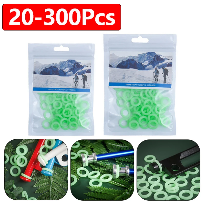 20-300Pcs Nail Fluorescent Rings Multifunctional Silicone Tent Nail Luminous Ring Outdoor Camping Tent Accessory Floor camping tent accessories
