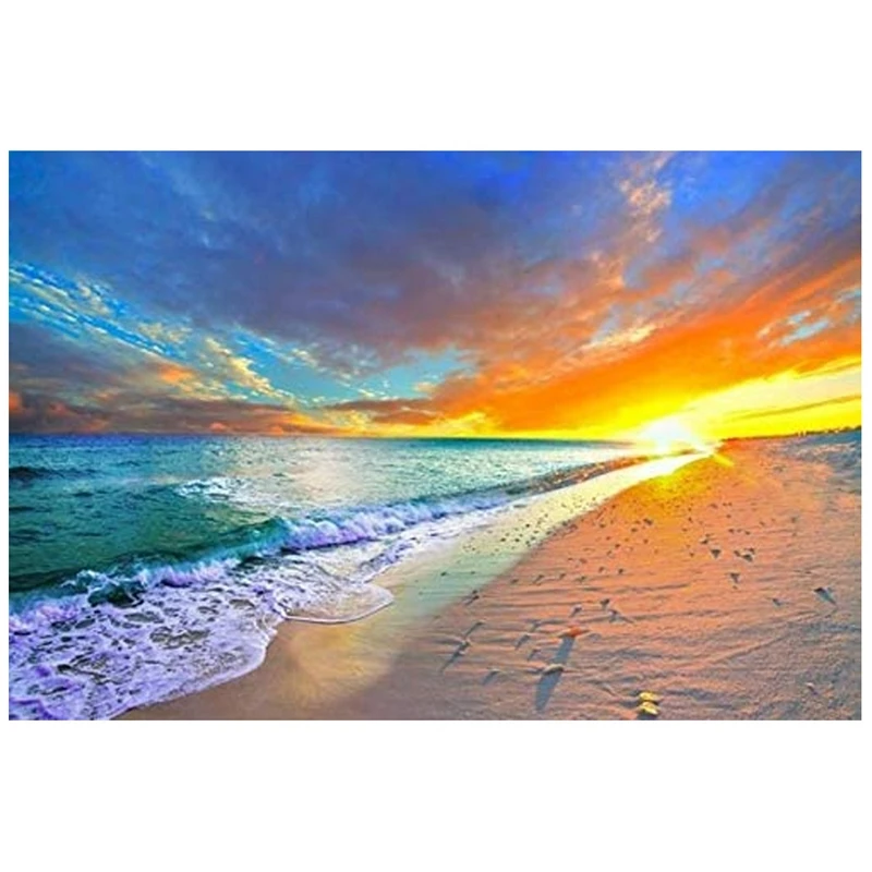 

HOT SALE Diamond Painting Kits For Adults,DIY By Number Kits Round Full Drill Art For Relaxation And Home Wall Decor Beach