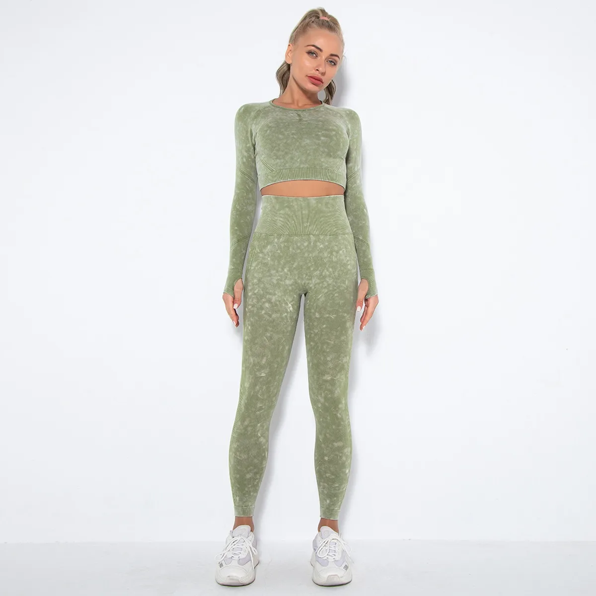 UFO027 Women's Seamless 2-Piece Yoga Set High Waist Butt Lift Quick Dry Breathable Workout Fitness Athletic Wear 6