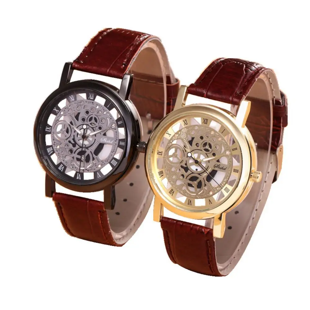 цена New in Men Watch Fashion Business Roman Numerals Sports Clock Faux Leather Quartz Wrist Watch Dropshipping