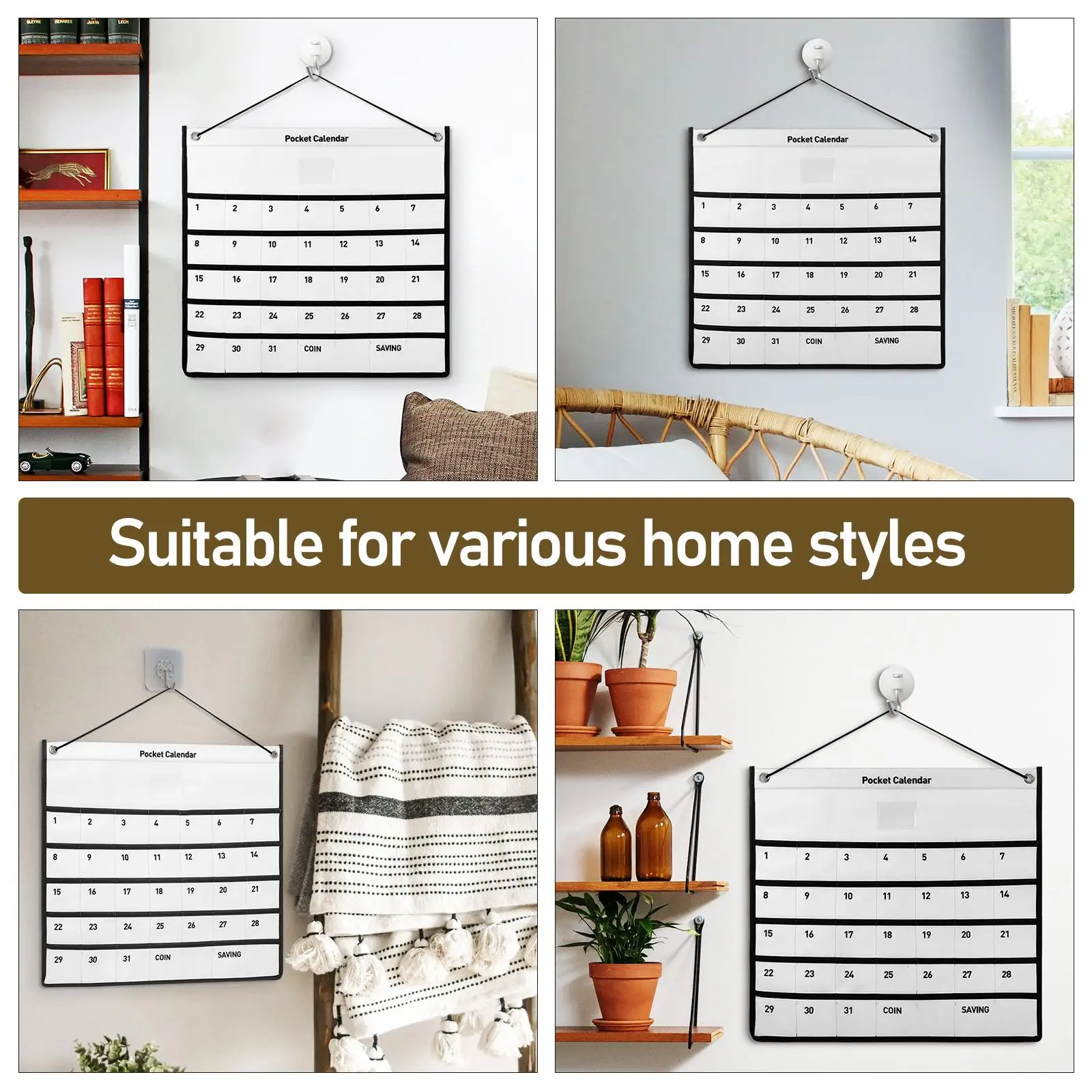 Calendar Storage Bag Wall Mounted Pouch Office Desk Bags Non-woven Fabric Hanging 4