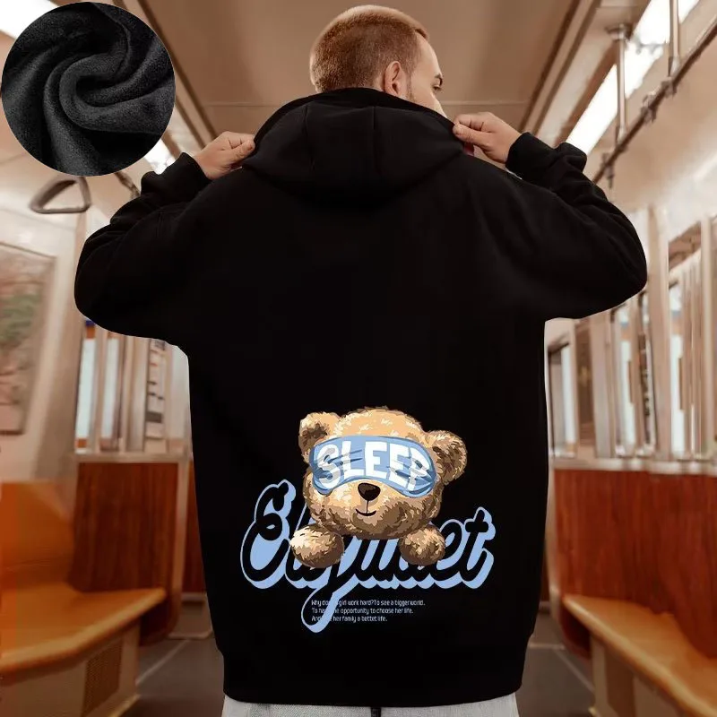 Hooded Sweater Men's Trendy Brand Large Size M-8XL Men's Autumn And Winter Style Plush And Thick Fat Hip-hop Pullover Jacket