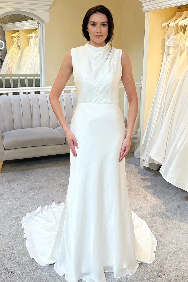 

Prom Dress Halter Saudi Arabric Cut-Out A-line Pleat Chapel Train Vestidos De Novia Brautmode Robes De Soirée Made To Order