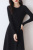 100% Merino Knitted Wool Long Sweater Traf Official Autumn Winter New Women's Round Neck Striped Thick Solid Color Dress #4