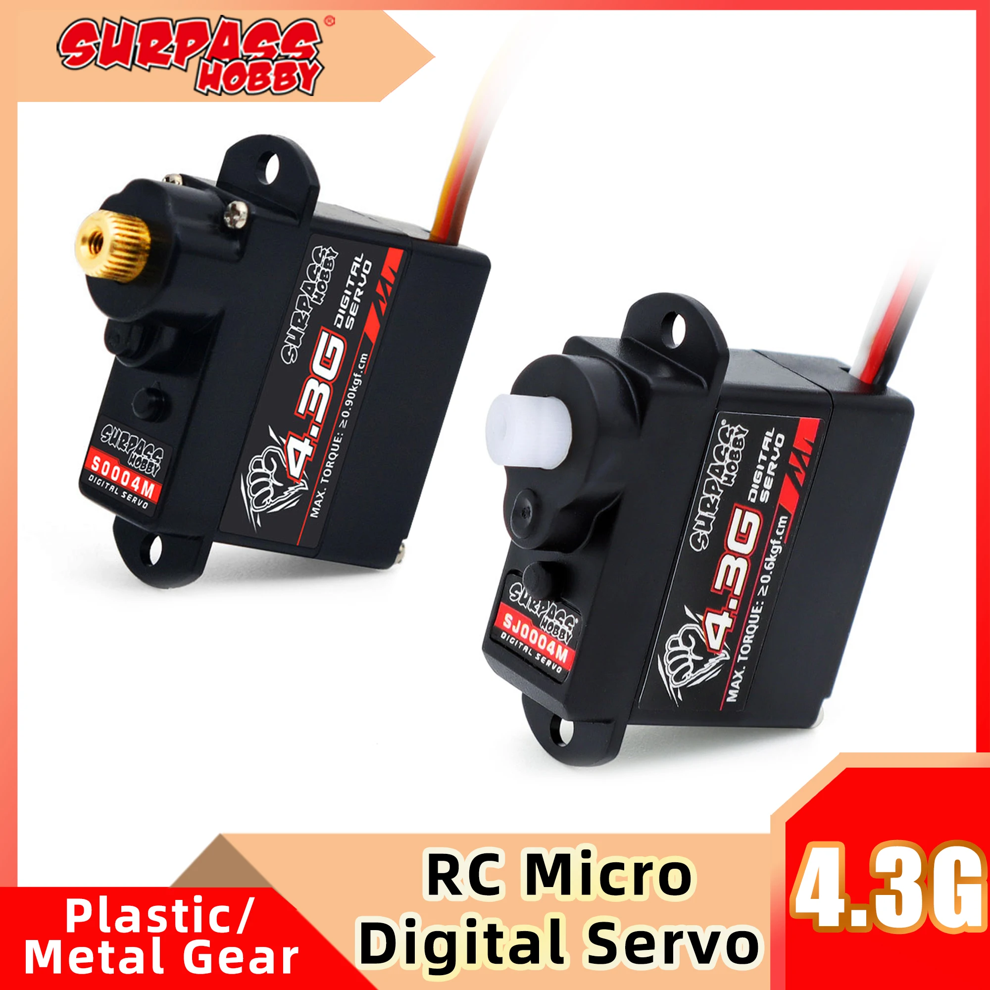 

Surpass Hobby RC Micro Digital Servo 4.3g Plastic/Metal Gear Motor Mini for Rc Drone Airplane Car Boat Robot Model Helicopter