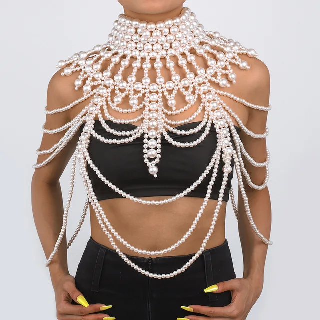 Backless Dress Straps 2-Pack - Detachable Shoulder Chains For Backless  Dresses & Bridal Wear, Crystal & Pearl Body Jewelry Pearl Bra Straps