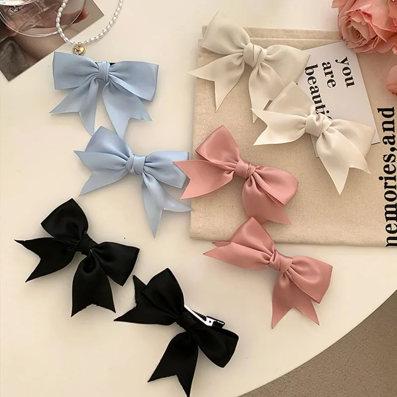 

1 Pair Satin Ribbon Bowknot Hairpins Women Girls Kids Hair Clips Bows Barrettes Accessories Hairclip Headdress Headwear Ornament