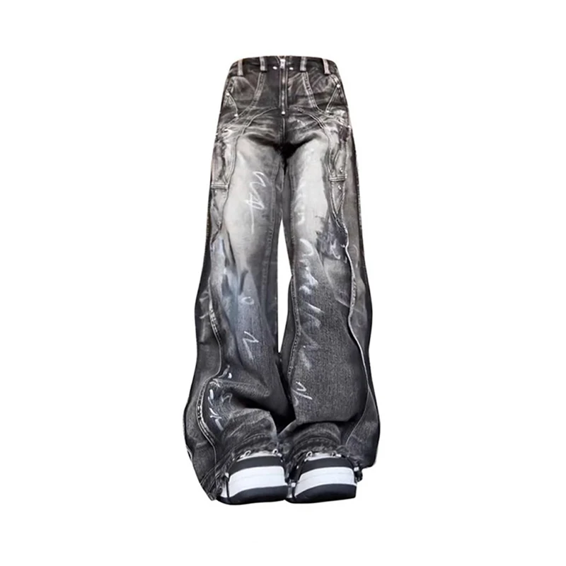 Women Y2k Graffiti Jeans Baggy Aesthetic Vintage Oversize