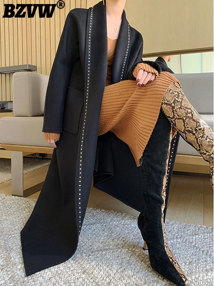 

BZVW High-end Temperament Overcoat Women's 2023 Autumn Winter New Designer Mid-length High Quality Coat Female Fashion 25X2107