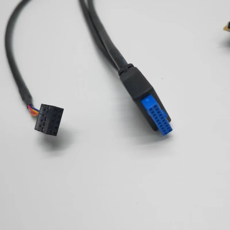 19p 2-Port Dual USB 3.0 9-polige 3,5-mm-HD-Audio-Sockel-Schnittstelle Motherboard-Verlängerung kabel ATX-Host-Gehäuse Frontplatte 78x19mm 75cm – Detail 6