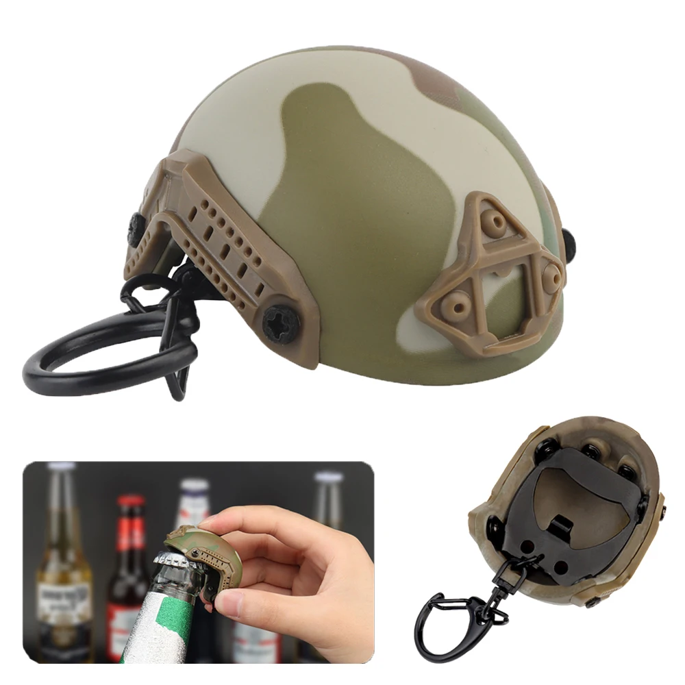 Tactical Fast Helmet Model Keychain Key Ring Mini Portable Bottle Opener Keychain Backpack Charm Military Fan Accessories Gift tactical keychain,key ring