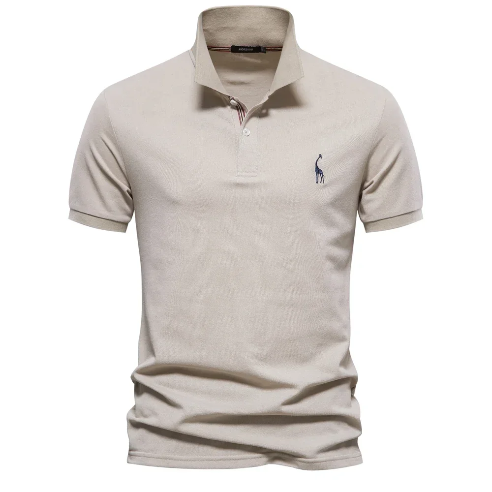 Men’s high quality cotton polo shirt with deer embroidery