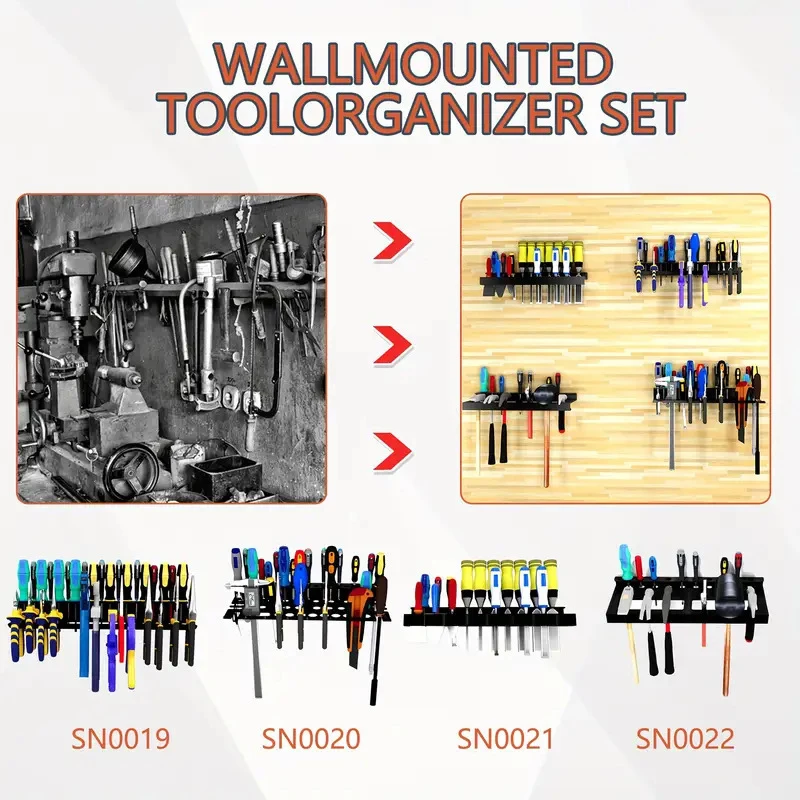 Wall Mounted Screwdriver Organizer Pliers Holder Hammer Rack Wrench Holder Hand Tool Storage Organizer for Workshop Shed Garage