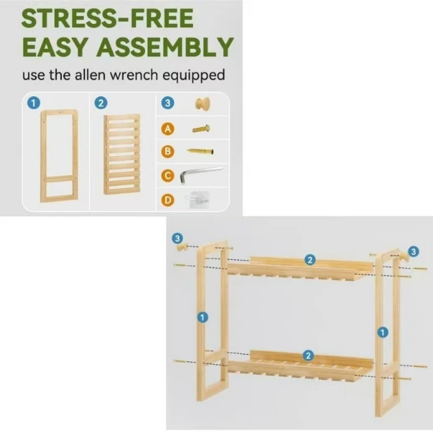 Bambus Desktop Storage Rack 2-Schicht Küche Gewürz Lagerung Regal Make-Up Organizer Für Student Schreibtisch Büro Kosmetik Schreibwaren – Detail 6