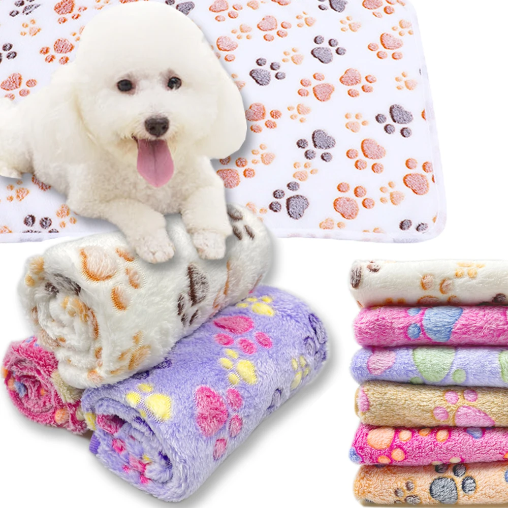 flannel dog blanket winter warm and comfortable pet bed sheet mat cartoon  cute cat and dog sleeping blanket pet supplies