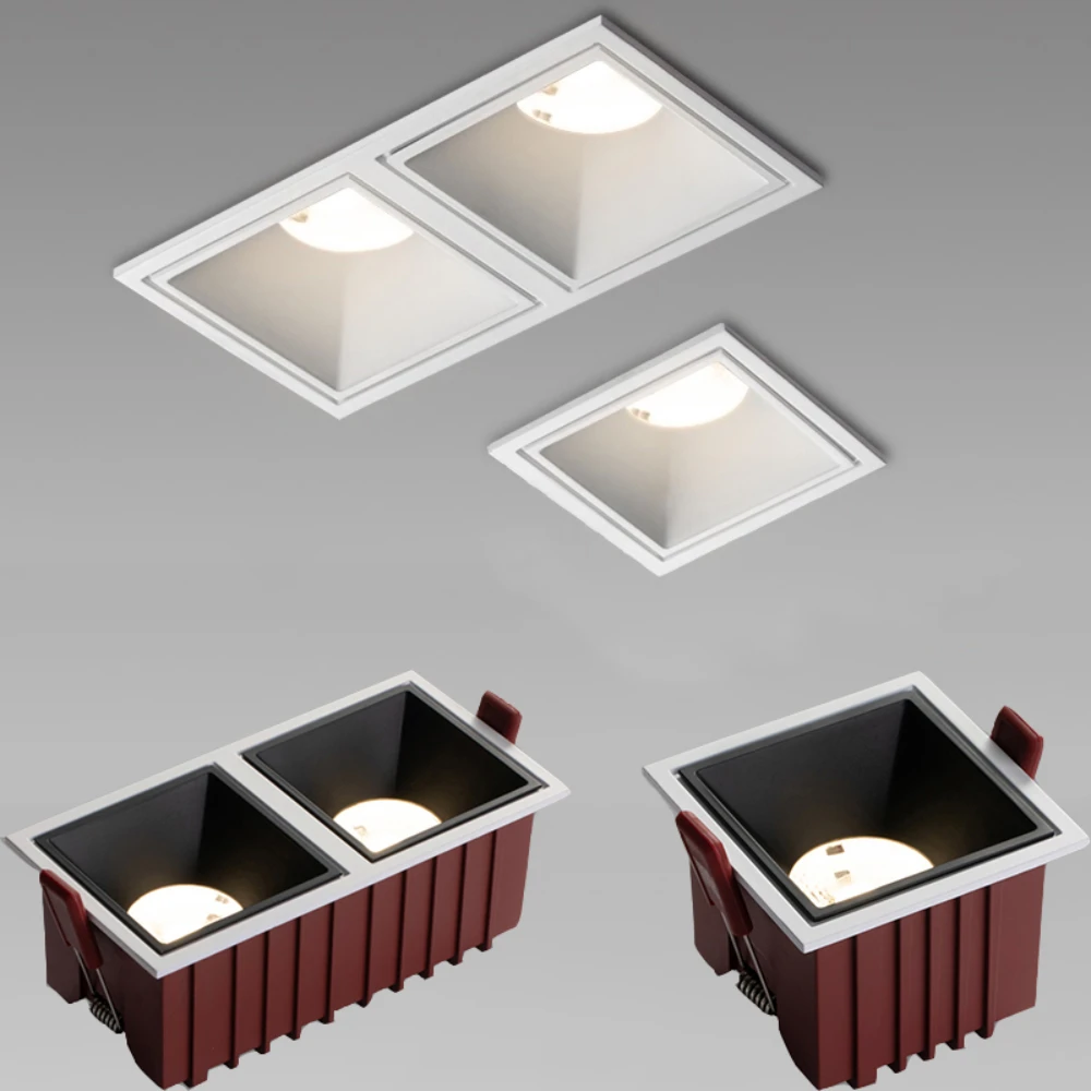 

Square Recessed LED No Dazzling COB Ceiling Lamp 5W/7W/10W Indoor Lighting Living Room Single/Double Head Downlight Spotlight