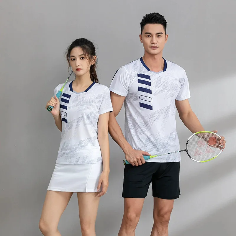 Badminton Tennis T Shirt Men V-neck Sportwear Top 2025 Quick-Dry Short Sleeve Outdoor Sports Uniform Male Gym Fitness
