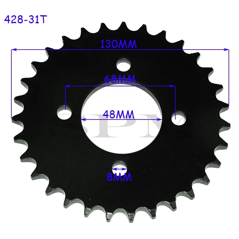 Motorcycle 25T/31T/32T/37T/41T/48T Rear Sprocket 428 Chain Disc 48MM For ATV Go kart UTV Buggy Golf Cart Quad Bike Accessories