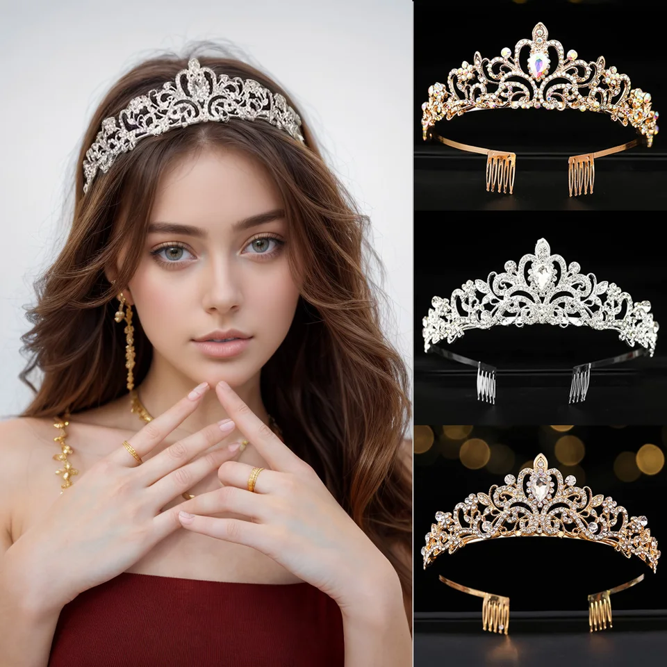 Tiara diadema da sposa per un look principesco in strass argento per