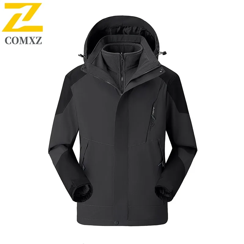 COMXZ Men Adventure Jacket Timeless 3-in-1 Design Outdoor Windproof Motorcycle Coat Comfort Fashion Autumn Men Windbreaker