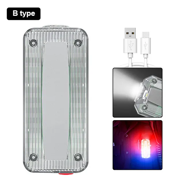 Luce Della Polizia A Spalla Rossa Blu A LED Con Clip Ricarica USB - Foto 8